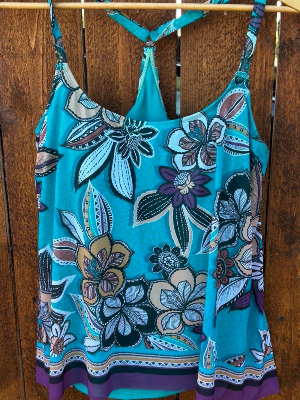Coco Reef Swim Top Tankini Size 38D Underwire Built In Bra Floral Swimwear EUC